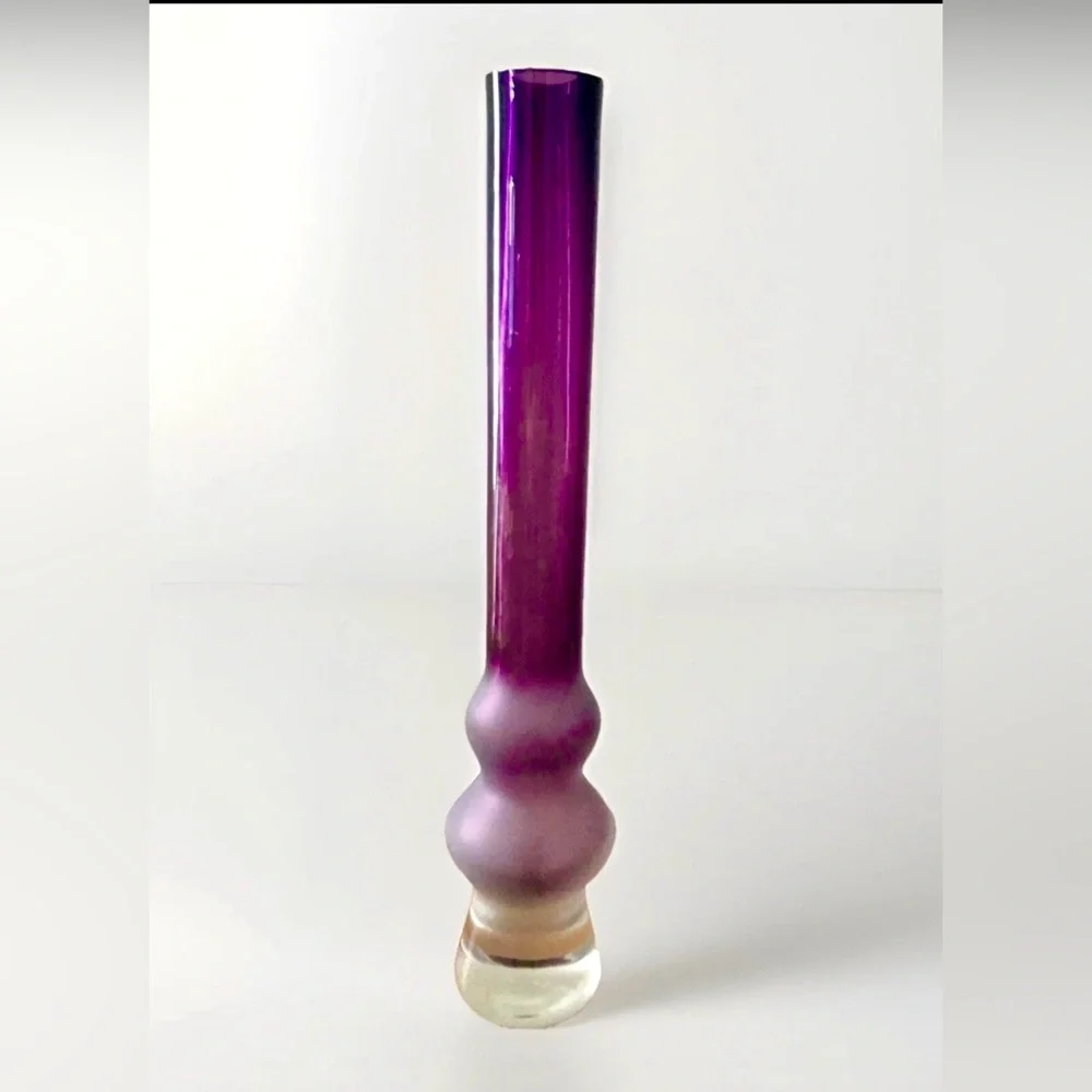 VTG 17” Waterford Marquis Amethyst Merengue Retro Purple Frosted Art Glass Vase